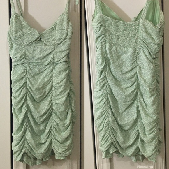 Astr The Label Heiress Ruched Mini Dress Mint Orange Ditsy Smocked Tie Straps S - Picture 3 of 14